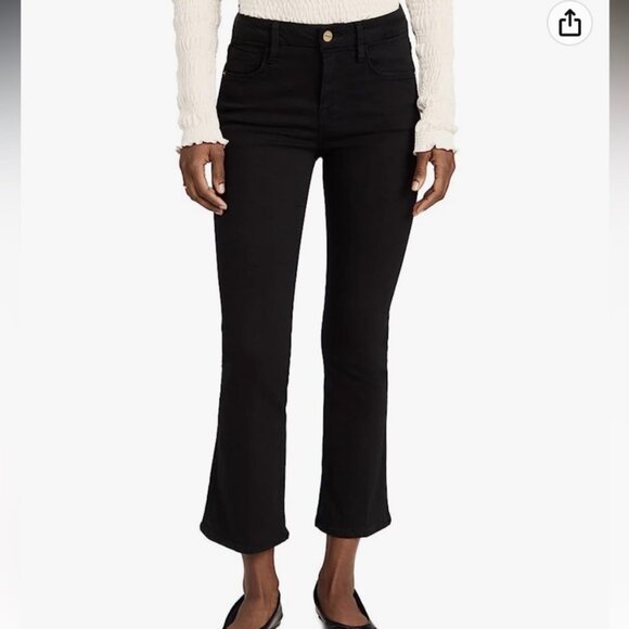 FRAME Jeans Le Crop Mini Boot in Film Noir Black Size 24 - Picture 1 of 13